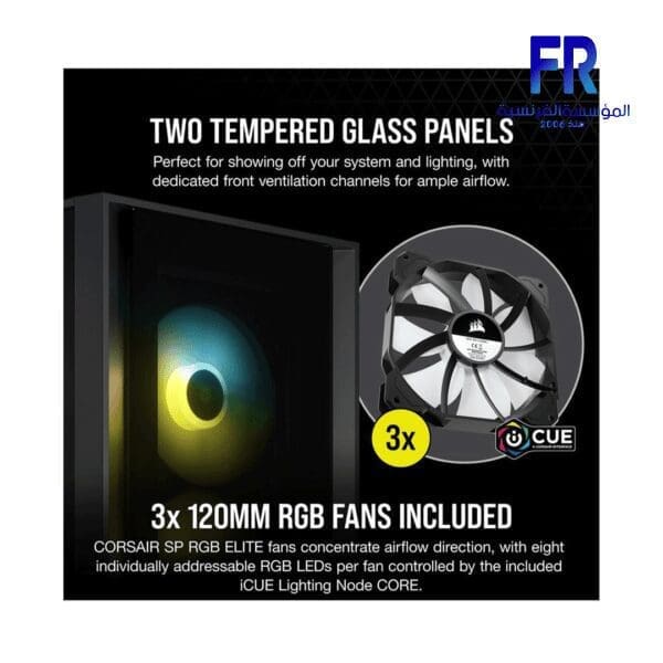 CORSAIR ICUE 4000X RGB TEMPERED GLASS BLACK MID TOWER CASE
